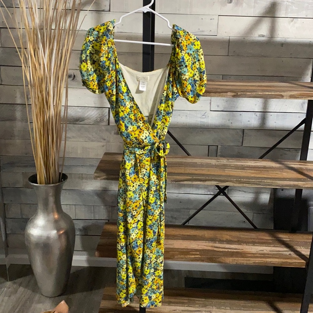 Multicolored floral wrap dress